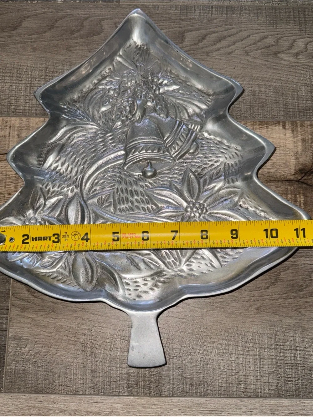 Pewter Silver Christmas Tree Decorative Serving Tray - Holiday Dish